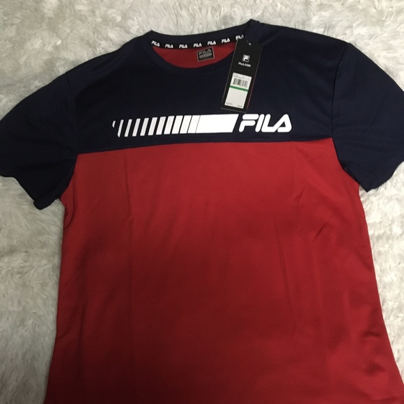 LG Fila Red BlueMens Short Sleeves Shirt sz LG - Picture 7 of 8
